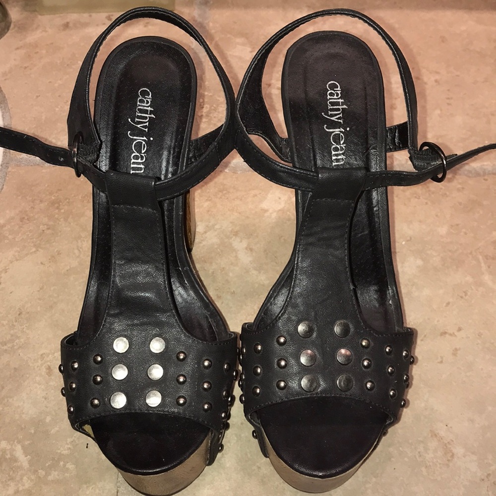Cathy Jean studded platform heels